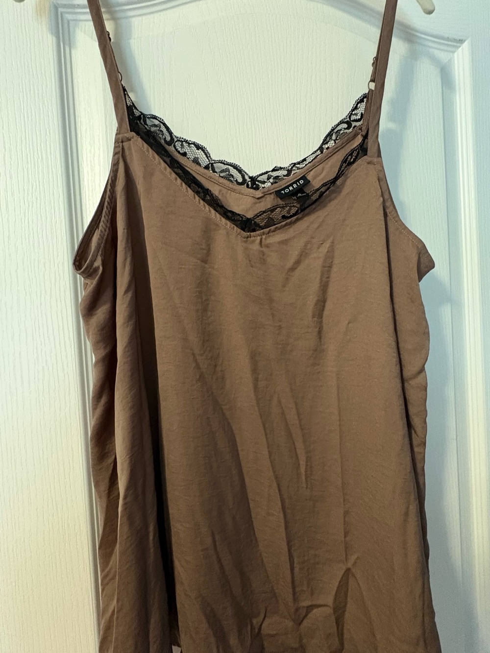 Torrid Brown Cami with Black Lace Trim